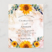 Papier Mariage budget tournesol rustique en marbre d'euca (Devant)