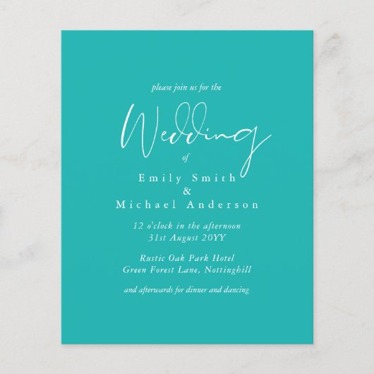 Papier Mariage Budget Turquoise Bleu (Devant)