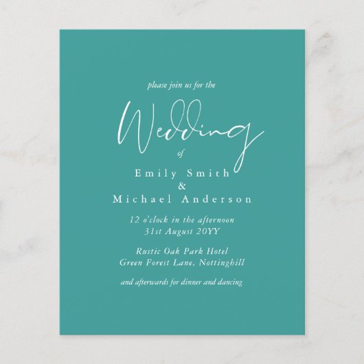 Papier Mariage budget turquoise bleu blanc (Devant)