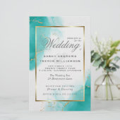 Papier Mariage Budget Turquoise Gold Abstrait Marble Invi (Debout devant)