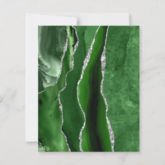 Papier Mariage Budget Vert Argent Agate Calligraphie (Dos)