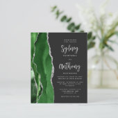 Papier Mariage Budget Vert Argent Agate Calligraphie (Debout devant)