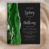 Papier Mariage Budget Vert Argent Agate Calligraphie