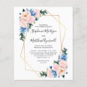 Papier Mariage budgétaire bleu bleu clair géométrique (Devant)