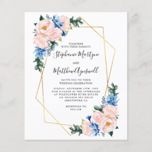 Papier Mariage budgétaire bleu bleu clair géométrique