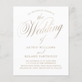 Papier Mariage BUDGETAIRE Classique Script Blanc & Or (Devant)