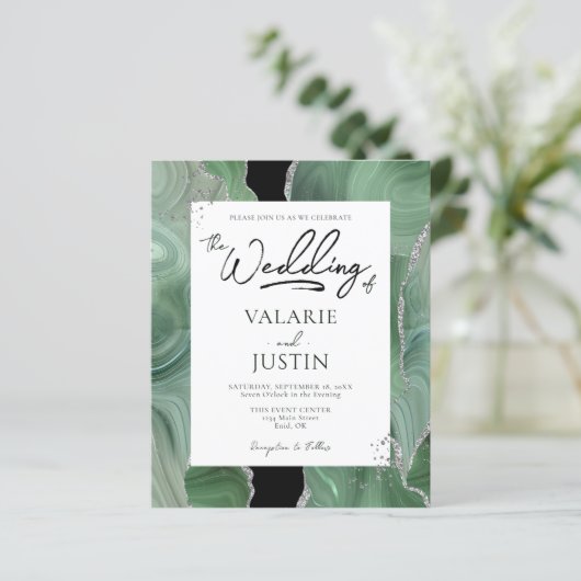 Papier Mariage budgétaire d'âge argent vert Sage en un (Debout devant)