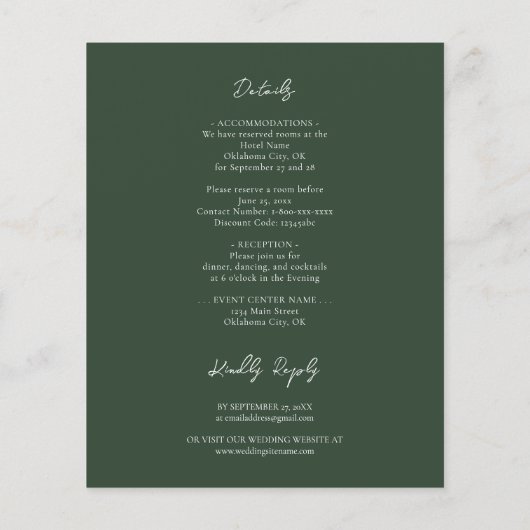 Papier Mariage budgétaire d'âge argent vert Sage en un (Dos)