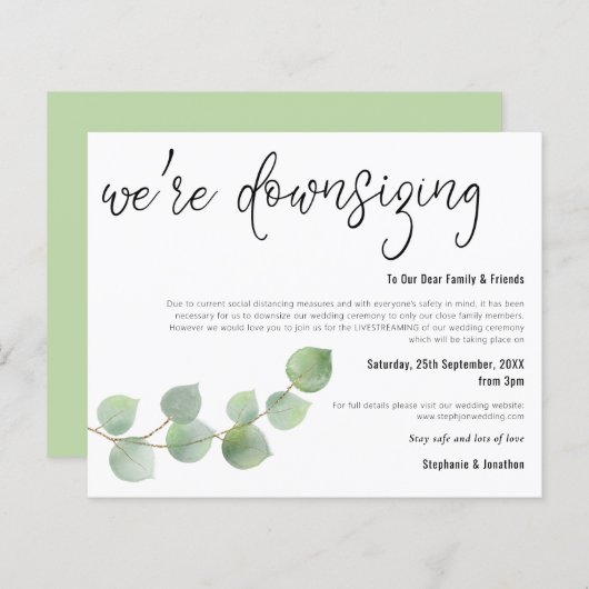 Papier Mariage budgétaire - Diminution du Faire-part Euca (Devant / Derrière)