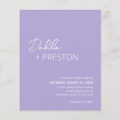Papier Mariage budgétaire moderne minimal Lilac Invitatio (Devant)