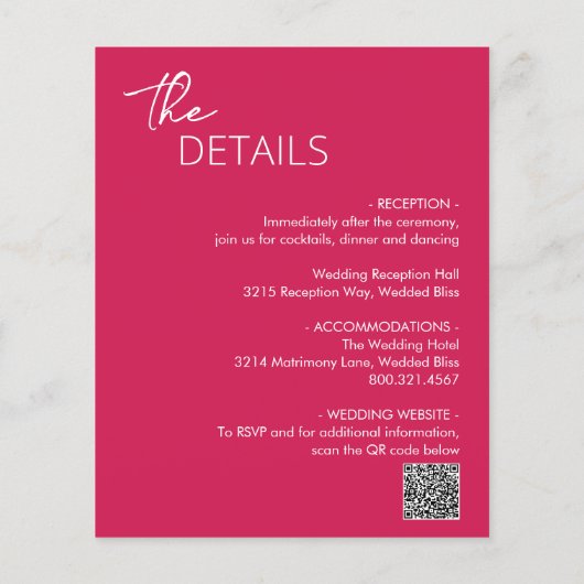 Papier Mariage budgétaire moderne rose chaud minimal (Dos)