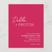 Papier Mariage budgétaire moderne rose chaud minimal (Devant)