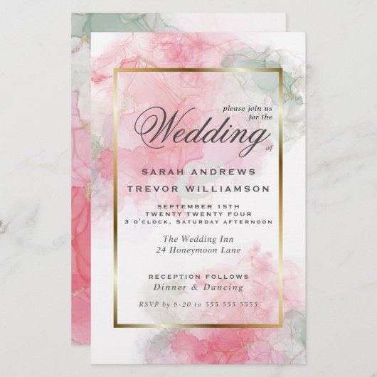 Papier Mariage budgétaire Rose rose  Abstrait (Devant / Derrière)