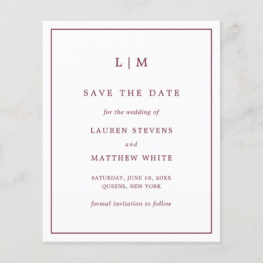 Papier Mariage budgétaire simple en Bourgogne Enregistrer (Devant)