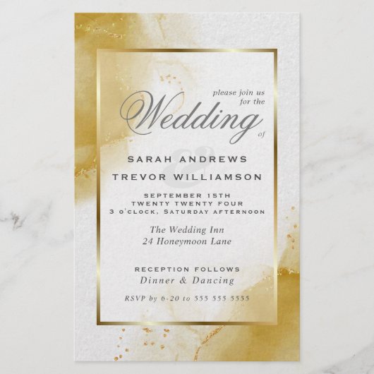 Papier Mariage budgétaire Soft Gold Abstrait marbré (Devant)