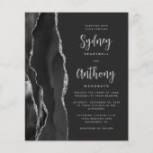 Papier Mariage Calligraphie Agate Argent Noir Budget (Devant)