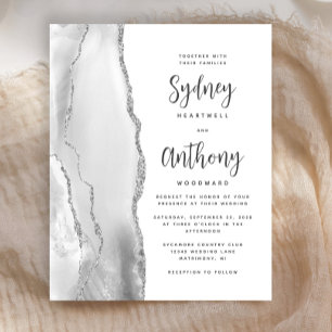 Papier Mariage Calligraphie Agate Grise Argentée Budget
