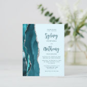Papier Mariage Calligraphie Argent Agate Sarcelle Pâle Bu (Debout devant)