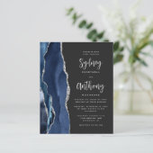 Papier Mariage Calligraphié Budget Bleu Nuit Agate Argent (Debout devant)