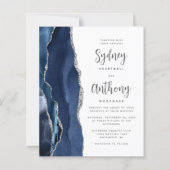 Papier Mariage Calligraphié Budget Bleu Nuit Agate Argent (Devant)