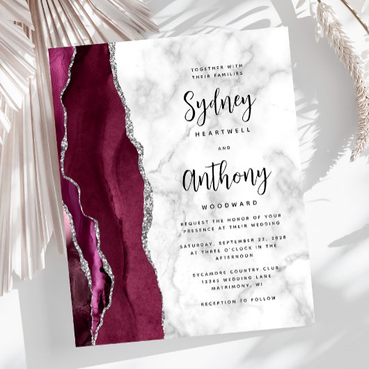 Papier Mariage Calligraphié sur Marbre avec Agate de Bour