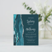 Papier Mariage Calligraphié Teal Argent Agate Budget (Debout devant)