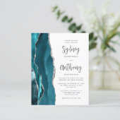 Papier Mariage Calligraphié Teal Argent Agate Budget (Debout devant)