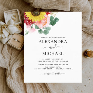 Papier Mariage campagnard Budget Sunflower Eucalyptus