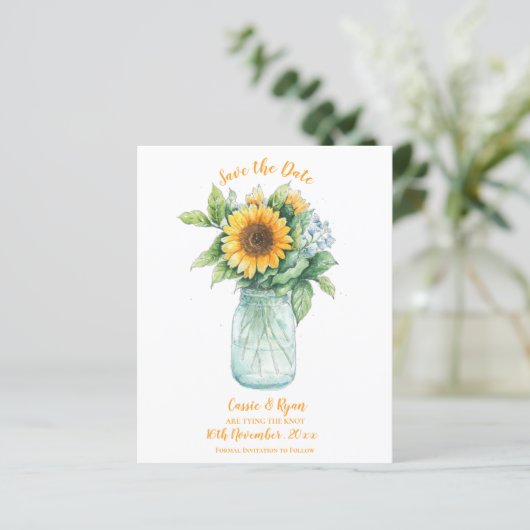 Papier Mariage campagnard rustique tournesol Enregistrer  (Debout devant)