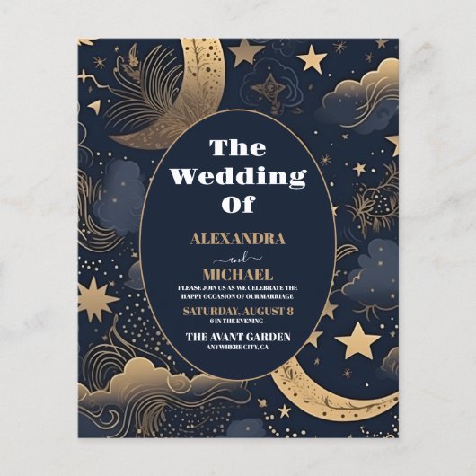 Papier Mariage céleste bleu nuit (Devant)