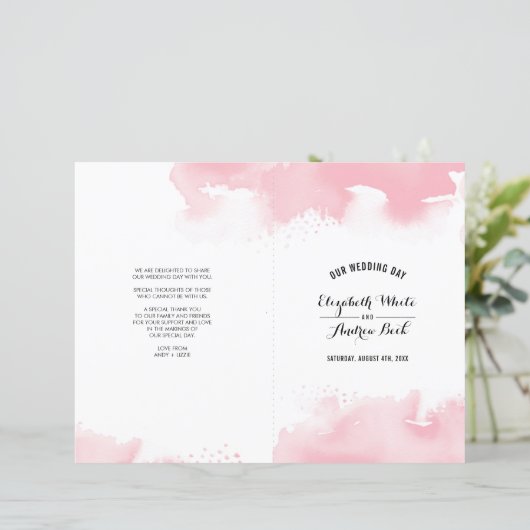 Papier MARIAGE CEREMONY chic aquarelle rose vif (Debout devant)