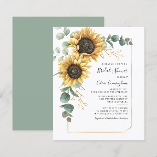 Papier Mariage Champêtre Tournesol Géométrique Script (Devant / Derrière)
