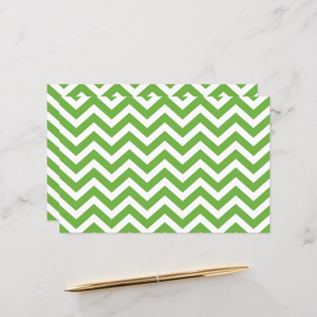 Papier Mariage Chevron vert printemps et blanc Cardstock (Devant/Arrière en situation)