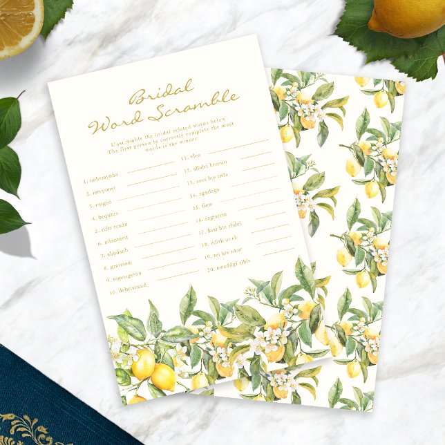 Papier Mariage Citron Mélange de Mots (Lemon Floral Bridal Word Scramble by Painted Paperie
)