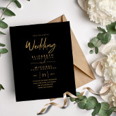 Papier Mariage classique moderne Black Gold Budget Invite