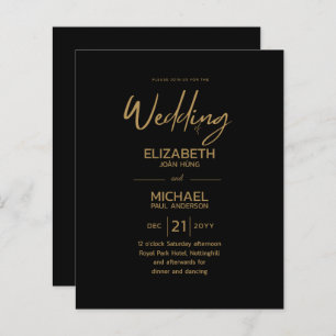 Papier Mariage classique moderne Black Gold Budget Invite