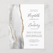 Papier Mariage Code QR Agate Or Blanc Gris Budget (Devant)