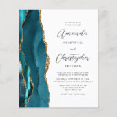 Papier Mariage Code QR Agate Or Bleu Sarcelle Budget (Devant)