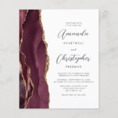 Papier Mariage Code QR Agate Or Budget Bourgogne (Devant)