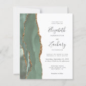 Papier Mariage Code QR Agate Or Vert Sauge Budget (Devant)