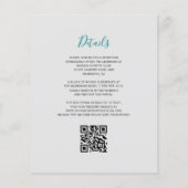 Papier Mariage Code QR Argent Floral Turquoise Budget (Dos)