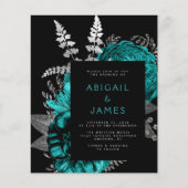 Papier Mariage Code QR Argent Sépia Floral Budget (Devant)