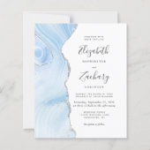 Papier Mariage Code QR Budget Bébé Bleu Agate Argent (Devant)
