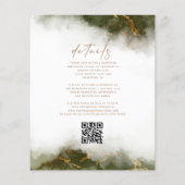 Papier Mariage Code QR Budget Marbre Vert Olive Or (Dos)