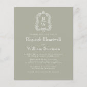 Papier Mariage Code QR Budget Vert Sauge Monogramme Blaso (Devant)