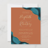 Papier Mariage Code QR Coins Agate Teal Budget (Devant)