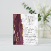 Papier Mariage Code QR de Marbre Agate Or de Bourgogne (Debout devant)
