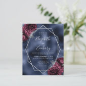Papier Mariage Code QR Floral Argent Bourgogne Budget (Debout devant)