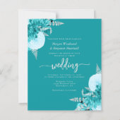 Papier Mariage Code QR Floral Argent Turquoise Budget (Devant)