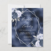 Papier Mariage Code QR Floral Bleu Poussiéreux de la Mari (Devant)